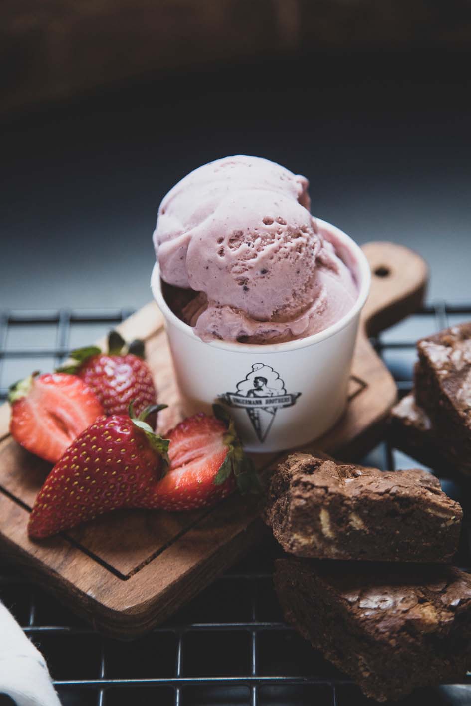 Mary Stuart Bumbleberry ice cream with indulgent chocolate brownie