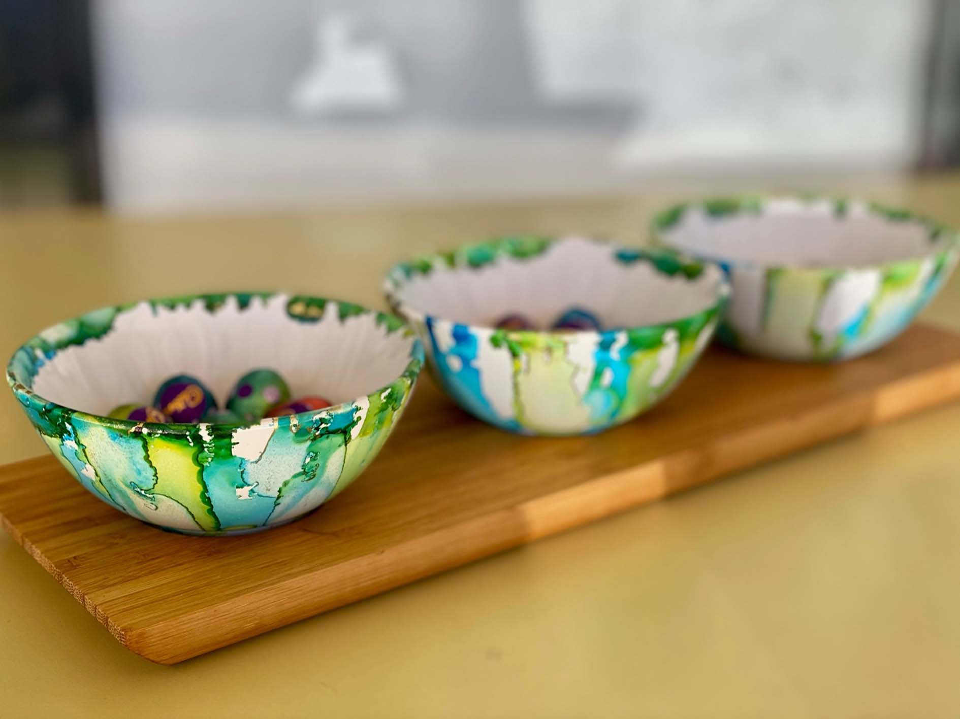 Decorated serving bowls Decorated serving bowls