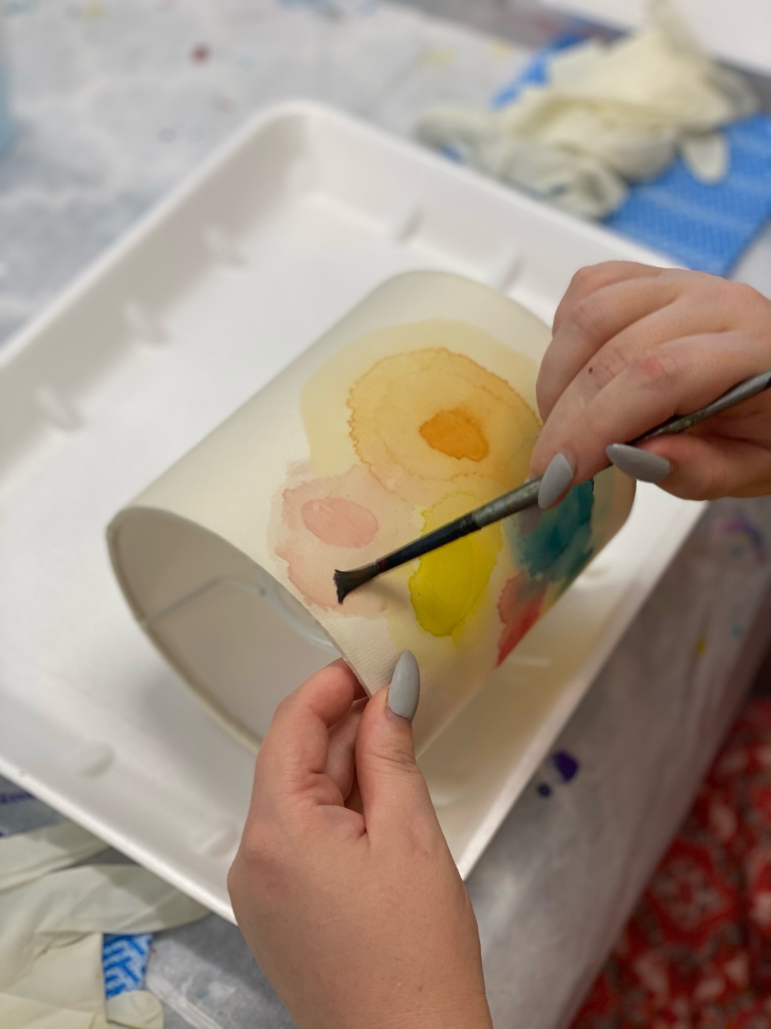 Watercolour lamp shade kids art class Watercolour lamp shade kids art class