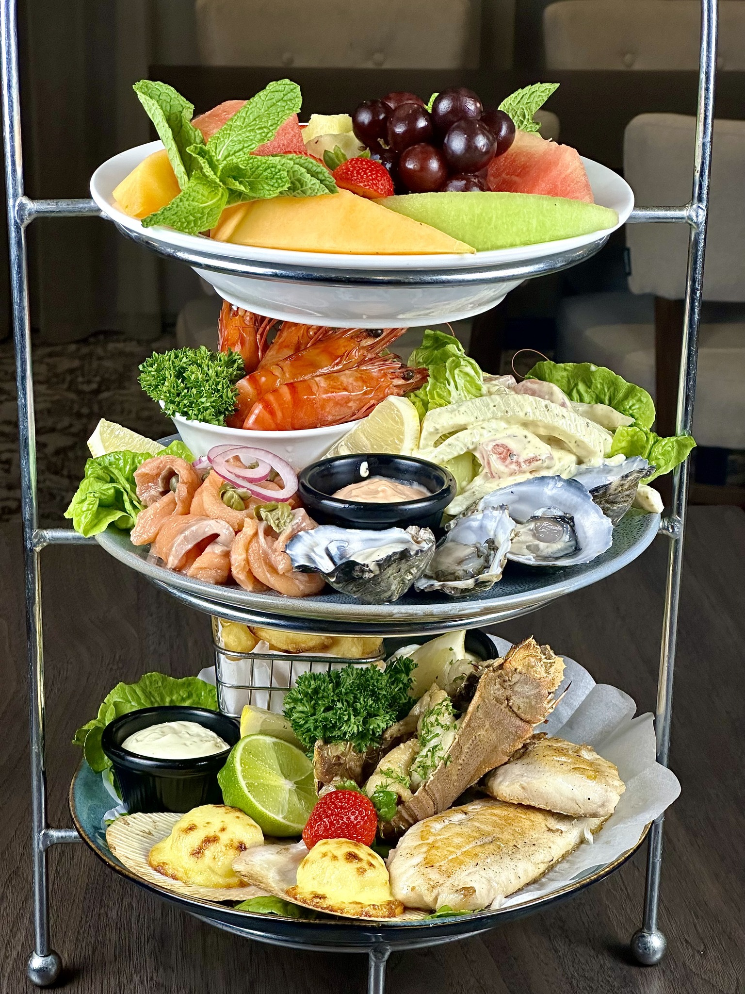 Shared seafood tower available at Jets Leagues Club for Mother's Day