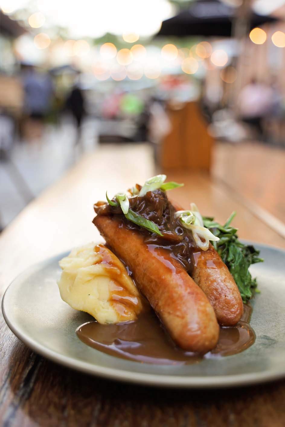 Bangers and mash at Pumpyard