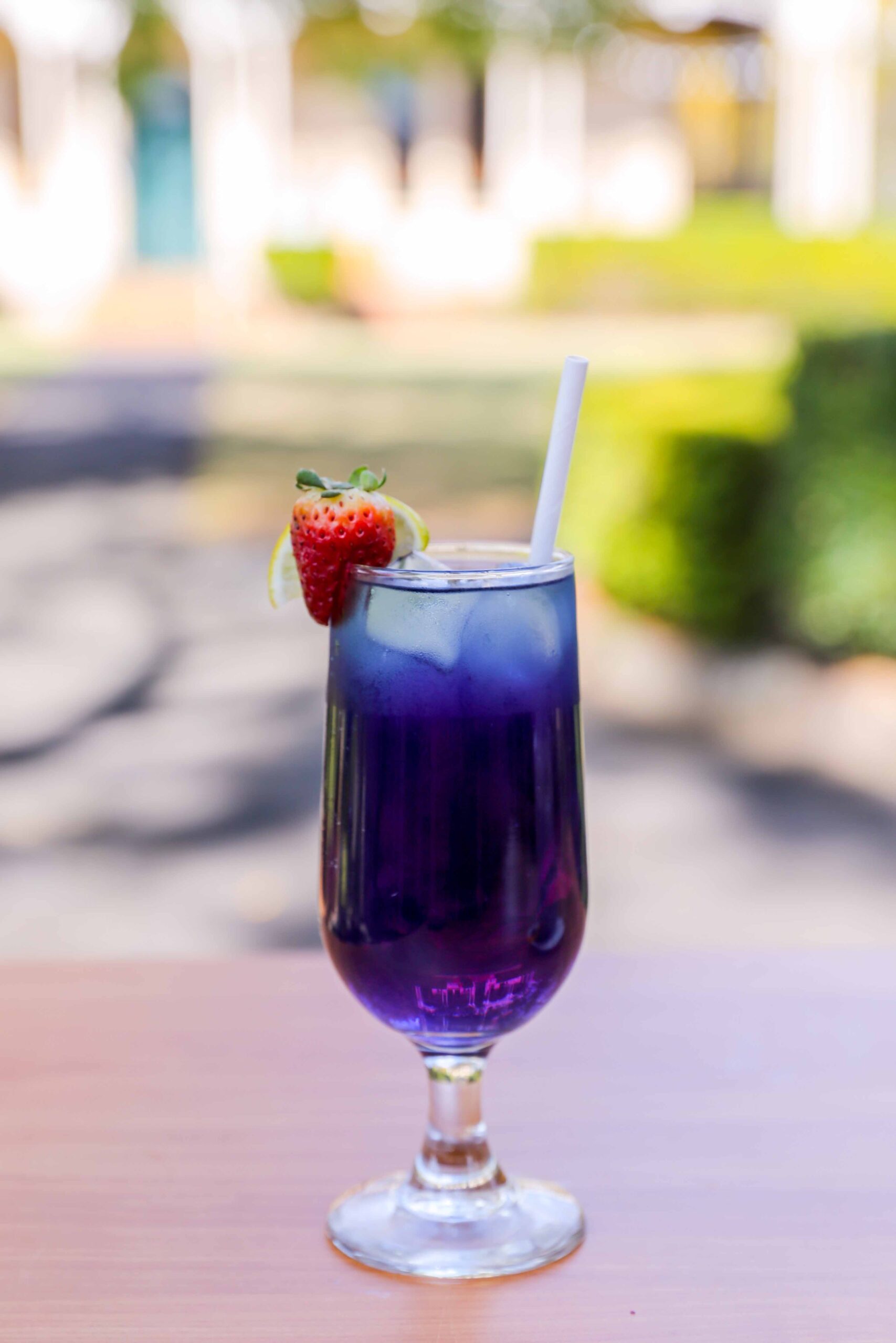 Purple themed cocktail available at high tea in October at Woodlands of Marburg