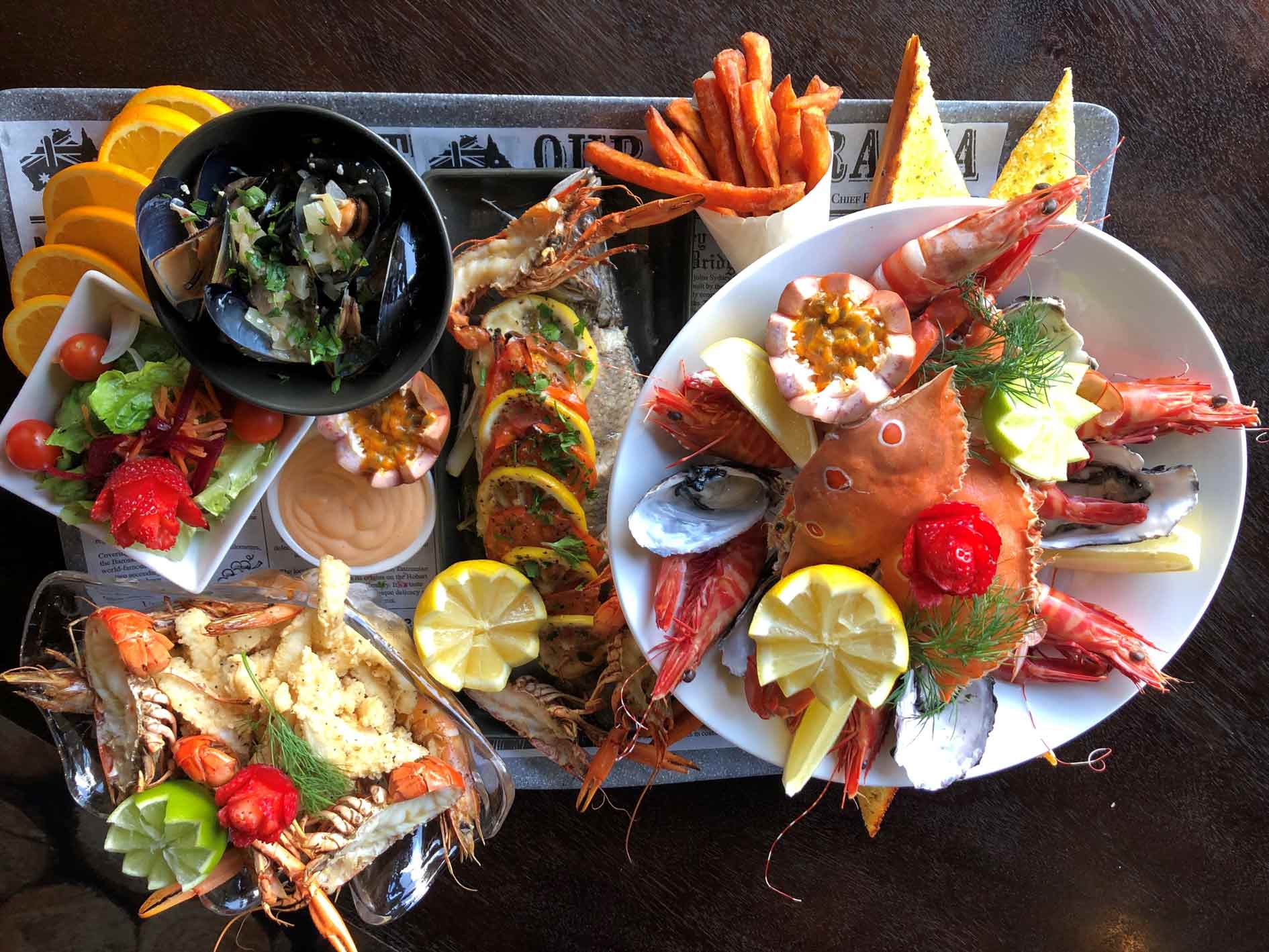Seafood platter at the PA Hotel