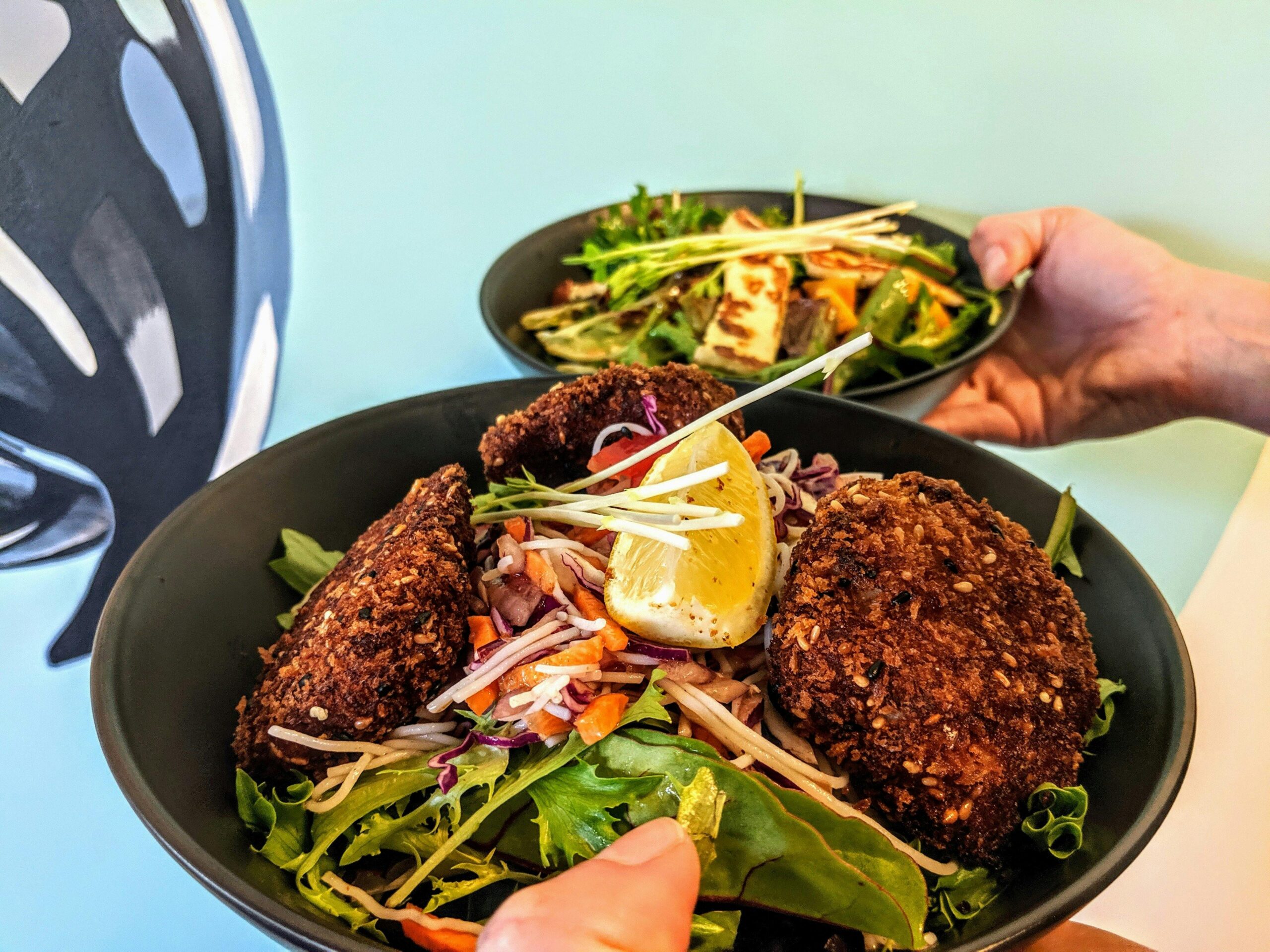 Fish cake salad at Queens Park Cafe Fish cake salad at Queens Park Cafe
