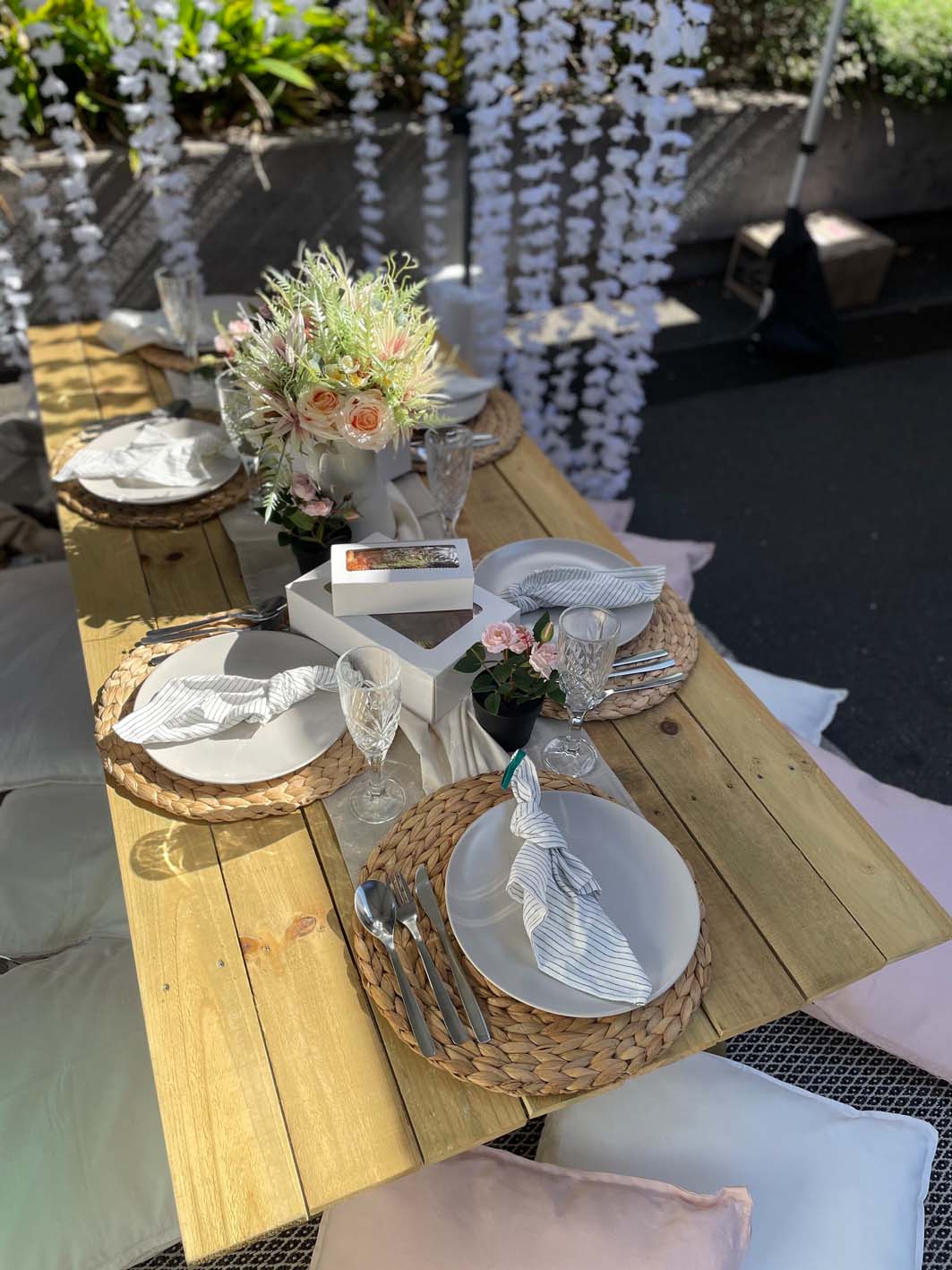 Valentine's Day picnic set up at Ipswich Showplace Markets