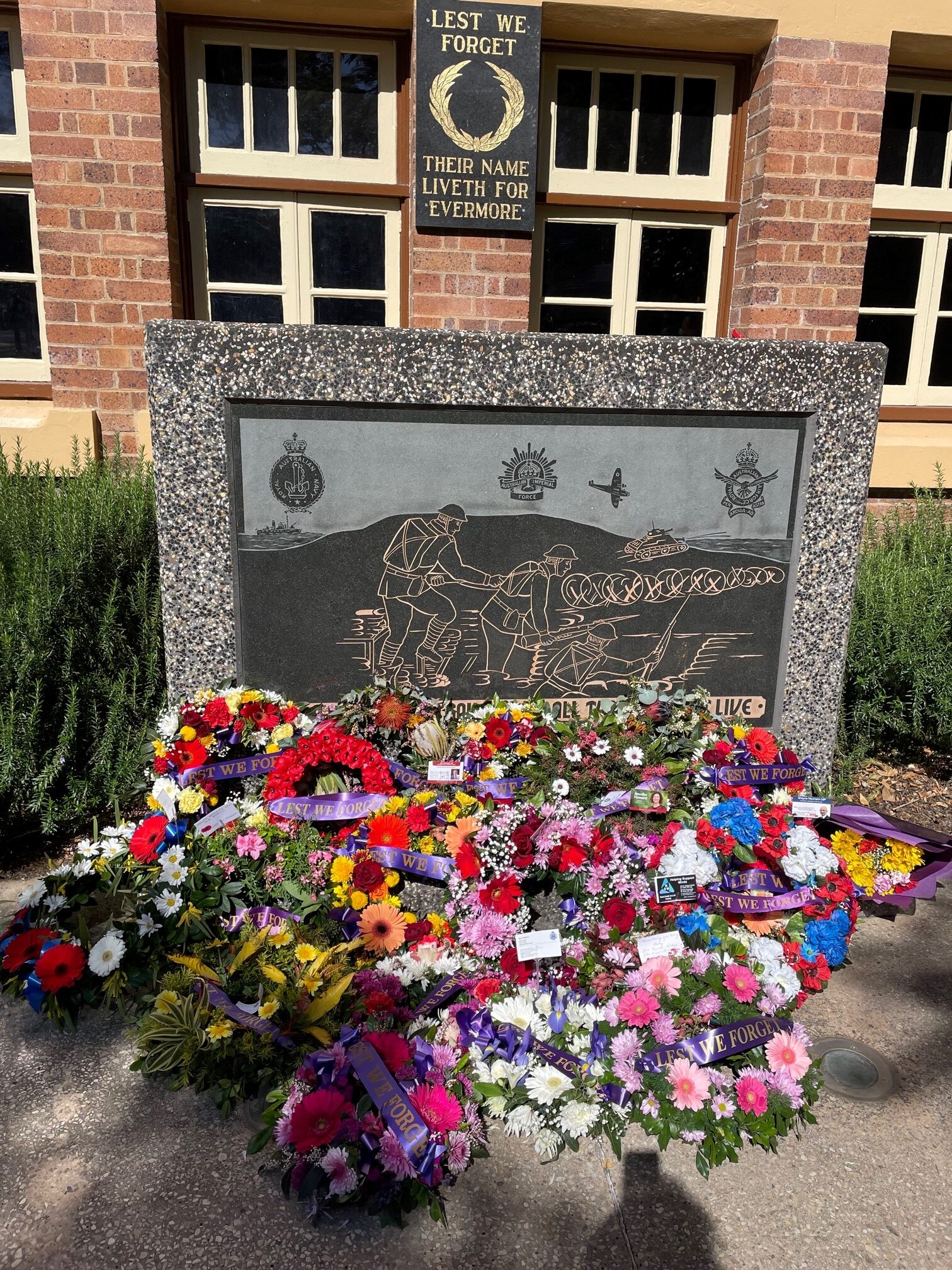 Flowers laid at the RSL Memorial Hall