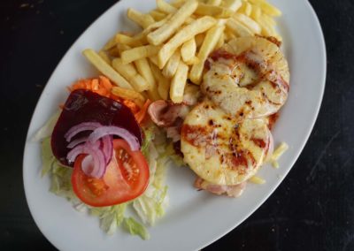 Hawaiian chicken parmi at The Retro Diner