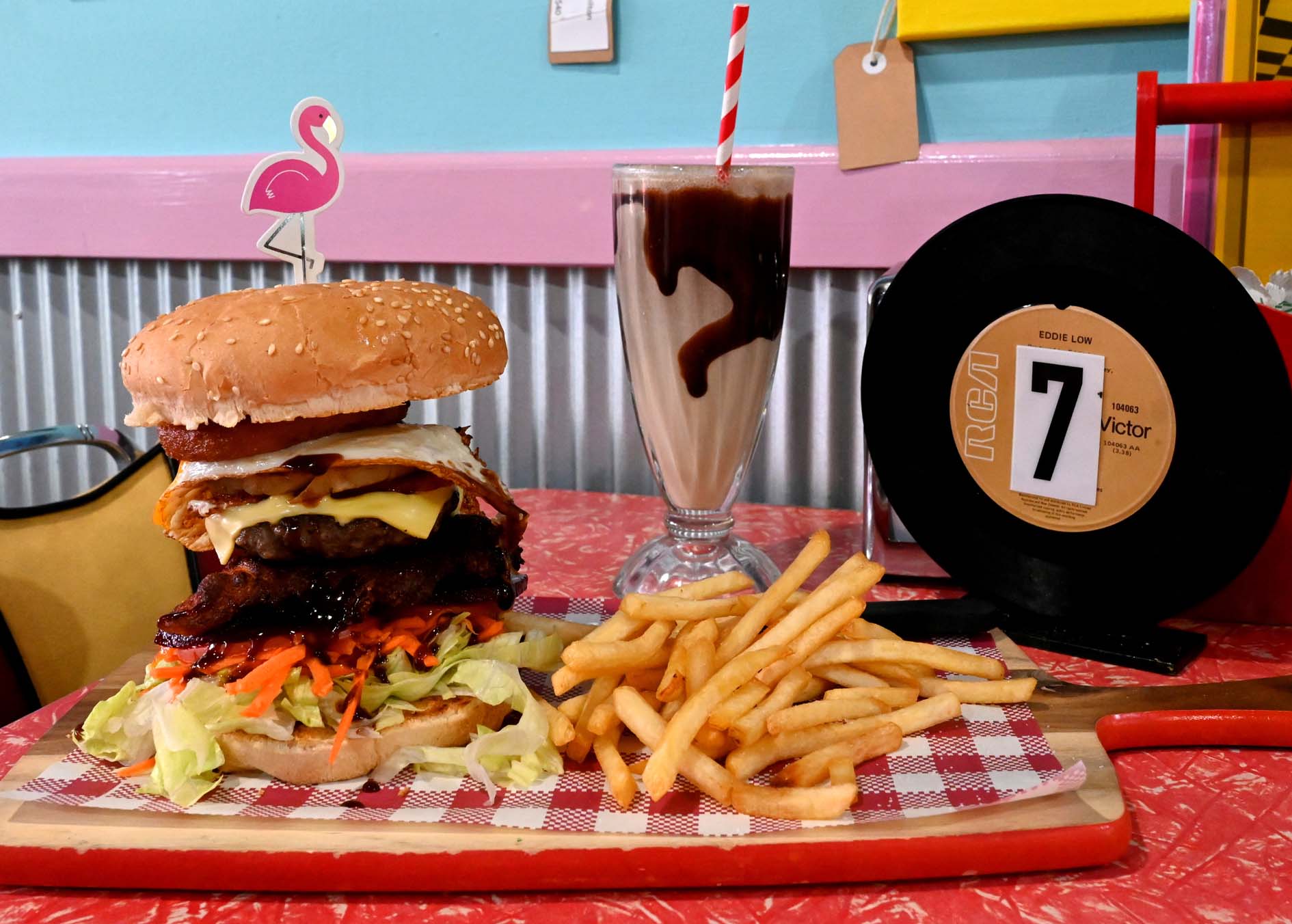 Retro diner Carnivore burger challenge