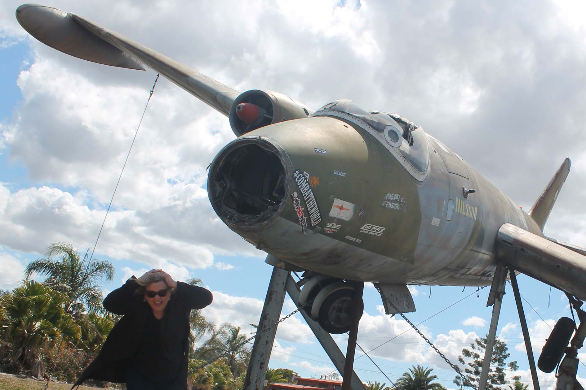 Selfie with plane at Willowbank