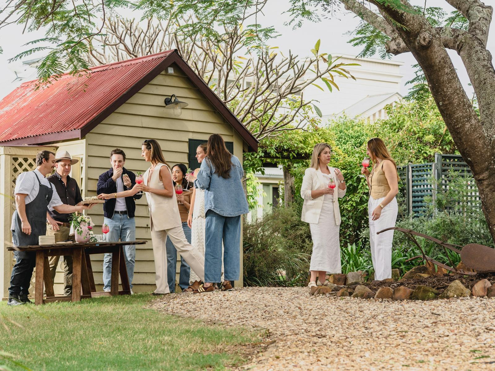 A group of people at Spicers Hidden Vale enjoying cocktails at the event A group of people at Spicers Hidden Vale enjoying cocktails at the event