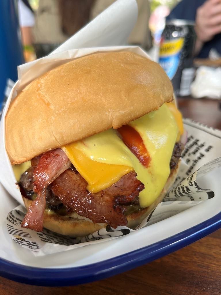 The cheesy Americano burger at Moselles