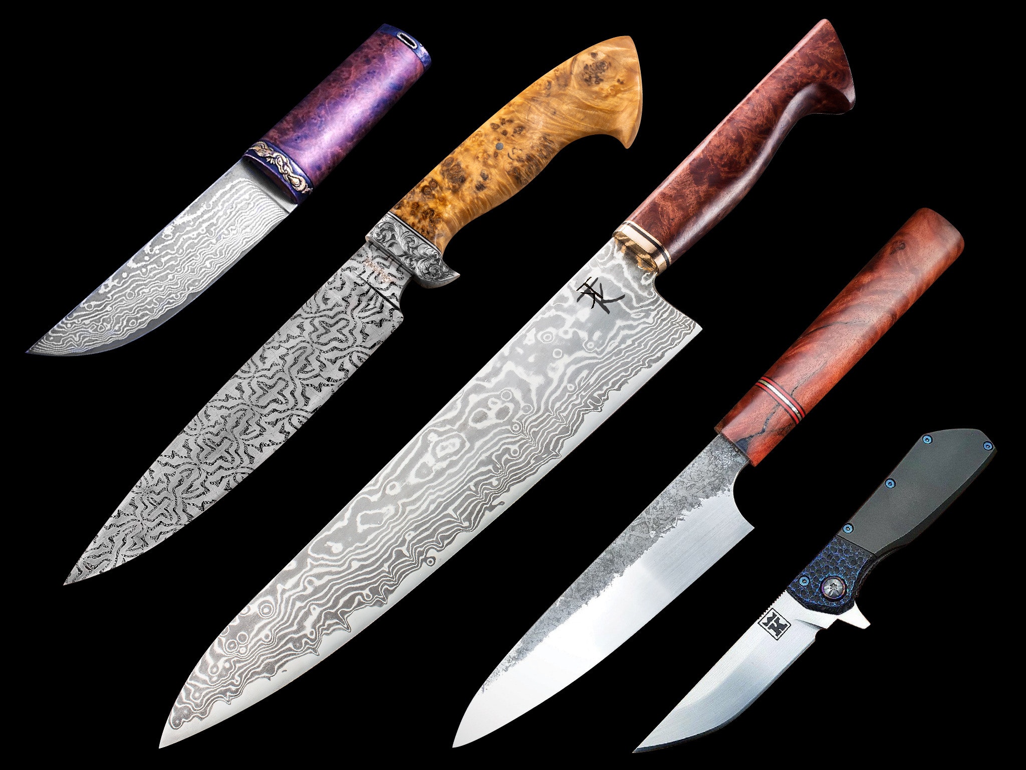 Vairous knives from Queensland Knife Show exhibitors