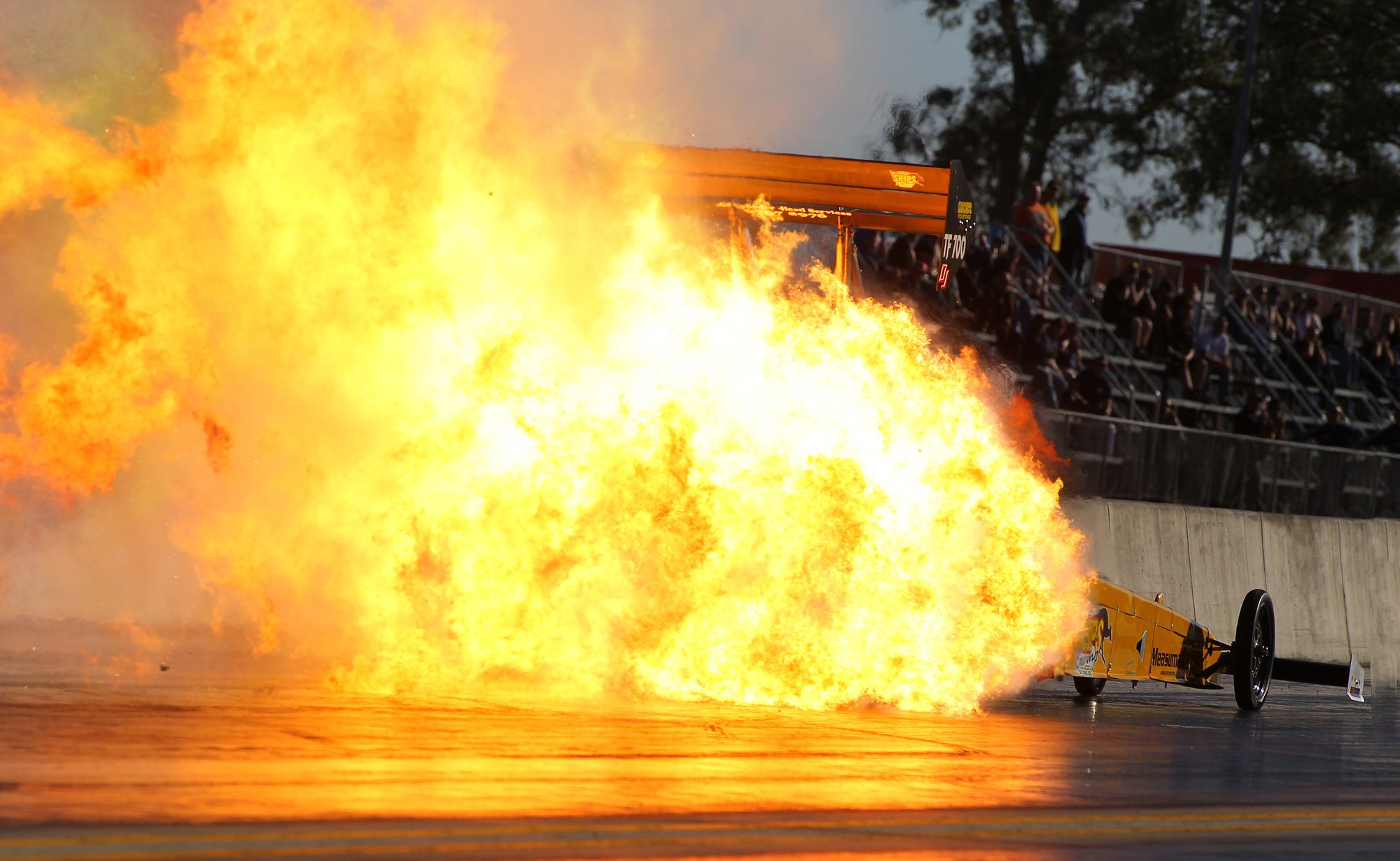 Huge Fireball in Top Fuel. Huge Fireball in Top Fuel.